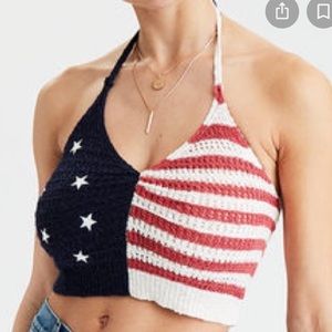 Knitted American Flag Halter Top
